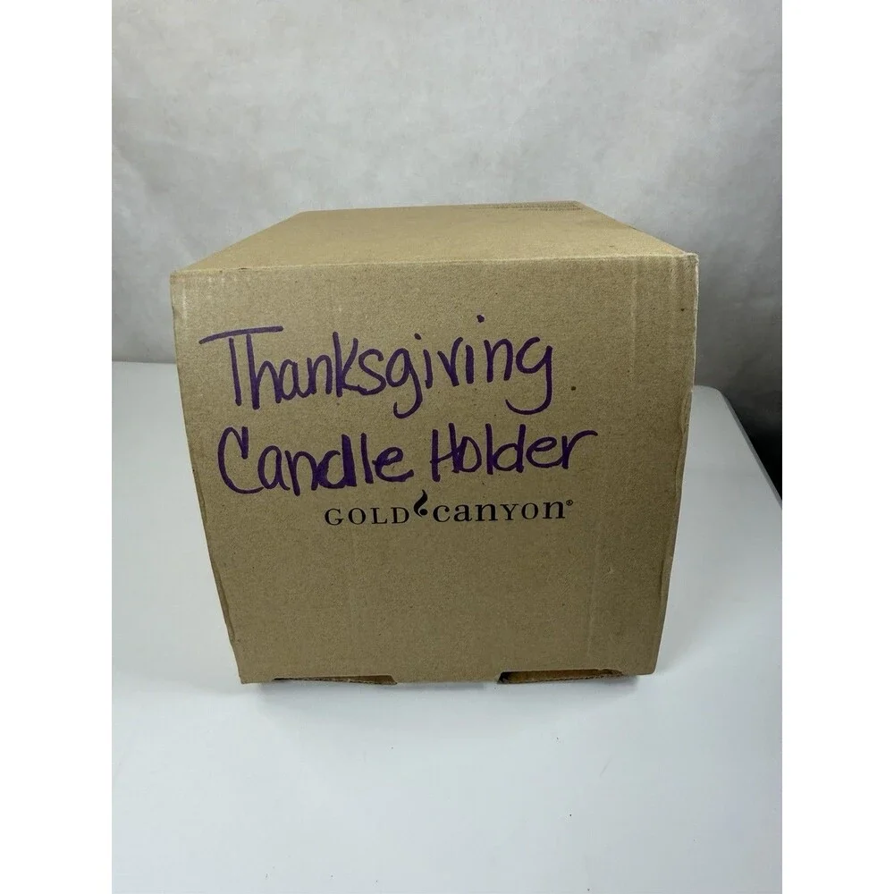 Gold Canyon Pumpkin Harvest Candle Holder Autumn Thanksgiving Vintage Box 82983
